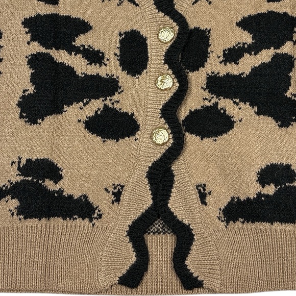 NWT Commense Animal Print Knit Cardigan Vest Women’s S Wool Blend Soft Layer - Picture 6 of 9